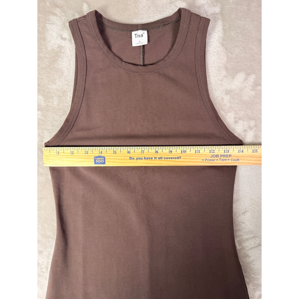Tna Aritzia Tank Mini Dress‎ Mocha Brown Sleeveless Size Medium Organic Cotton - Picture 7 of 10